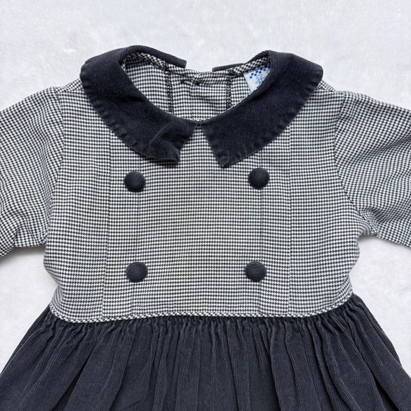 Vintage‎ Kellys Kids Dress Houndstooth Corduroy Peter Pan Collar Girls - Picture 2 of 9